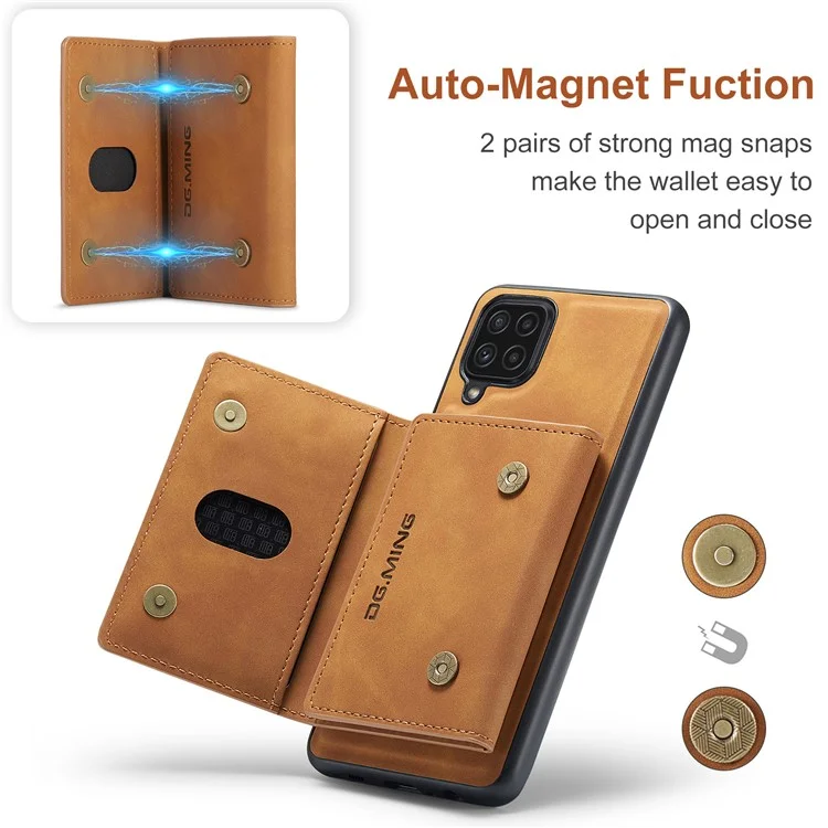 Dg. Ming M2 Serie M2 Retenable Magnet Auto-Magnet 2-in-1 Choque de Choques Anti-caza Híbrida Case Con Kickstand Para Samsung Galaxy A22 4G (versión de la Ue) - Marrón