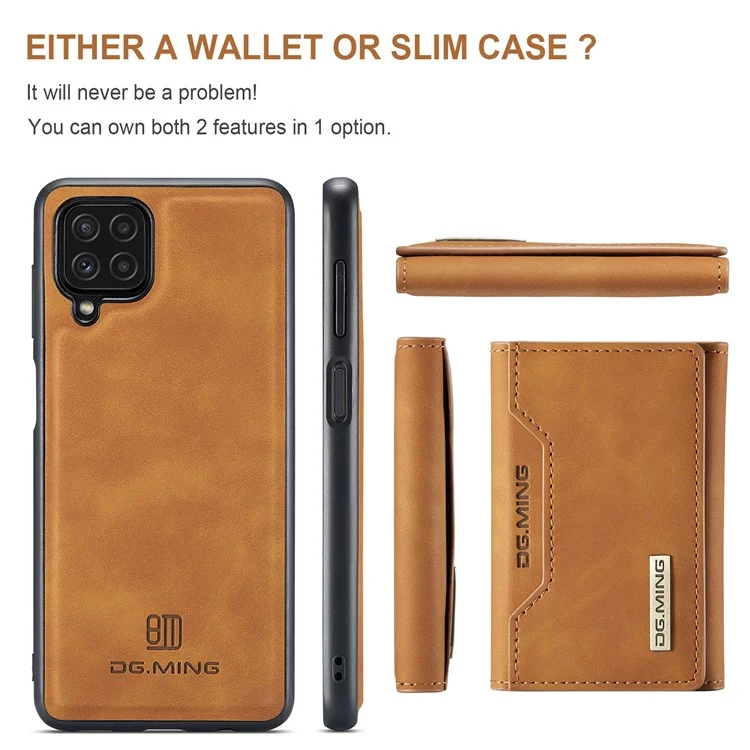 Dg. Ming M2 Serie M2 Retenable Magnet Auto-Magnet 2-in-1 Choque de Choques Anti-caza Híbrida Case Con Kickstand Para Samsung Galaxy A22 4G (versión de la Ue) - Marrón