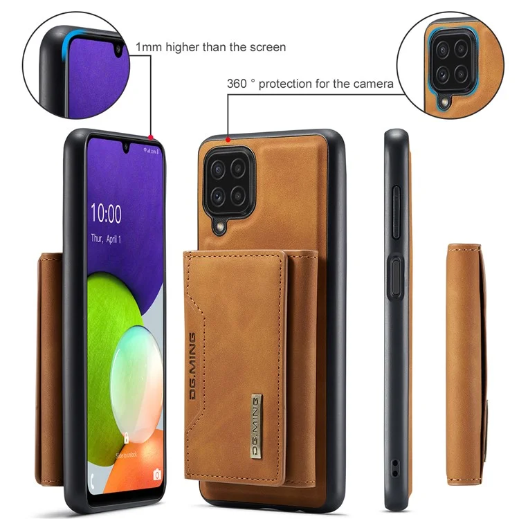 Dg. Ming M2 Serie M2 Retenable Magnet Auto-Magnet 2-in-1 Choque de Choques Anti-caza Híbrida Case Con Kickstand Para Samsung Galaxy A22 4G (versión de la Ue) - Marrón