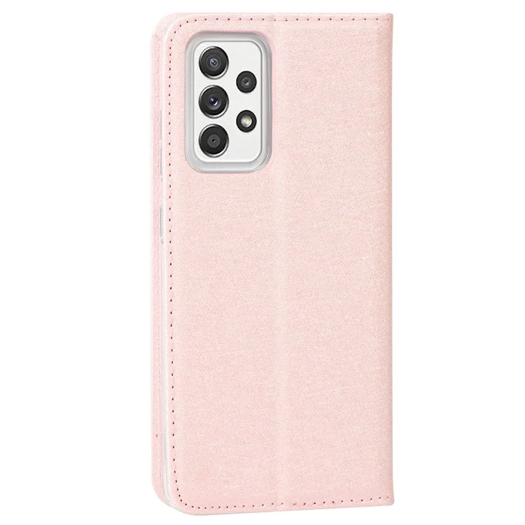 Full Protection Silk Texture Leather Wallet Phone Case for Samsung Galaxy A52 5G / A52s 5G / A52 4G - Rose Gold