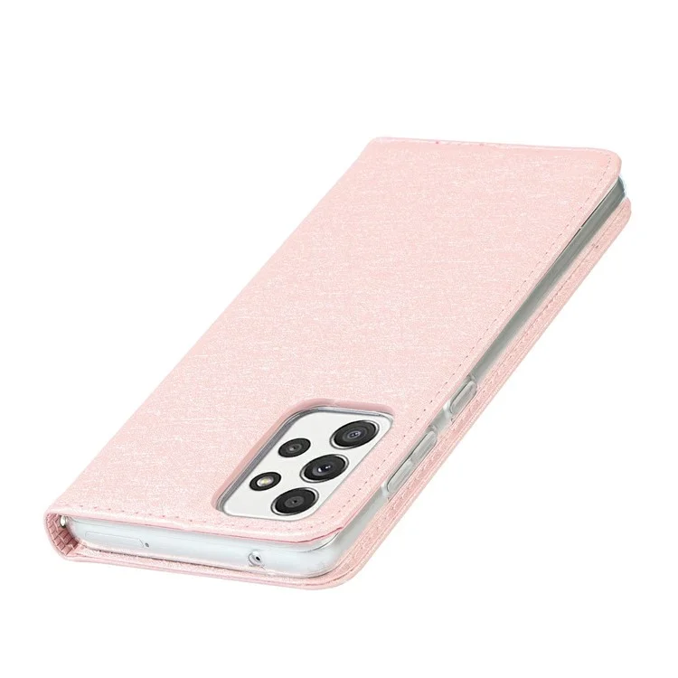 Full Protection Silk Texture Leather Wallet Phone Case for Samsung Galaxy A52 5G / A52s 5G / A52 4G - Rose Gold