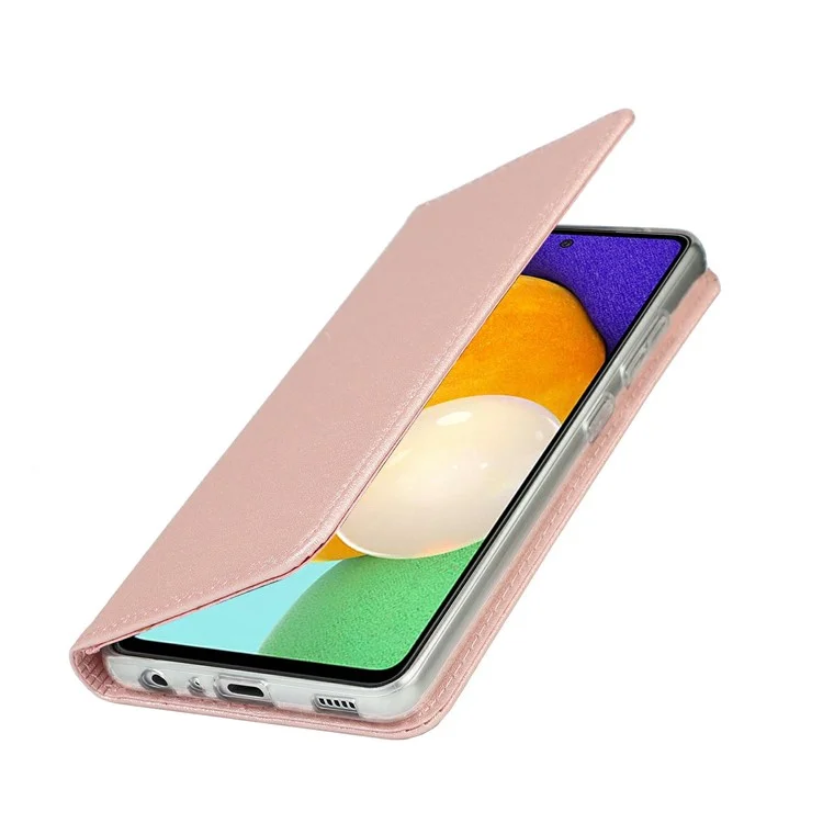 Full Protection Silk Texture Leather Wallet Phone Case for Samsung Galaxy A52 5G / A52s 5G / A52 4G - Rose Gold