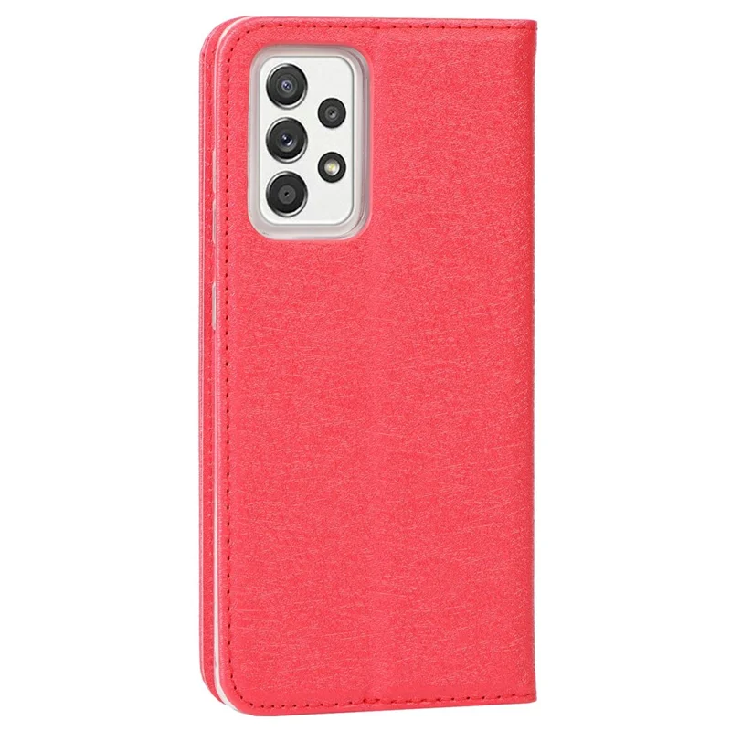 Full Protection Silk Texture Leather Wallet Phone Case for Samsung Galaxy A52 5G / A52s 5G / A52 4G - Red