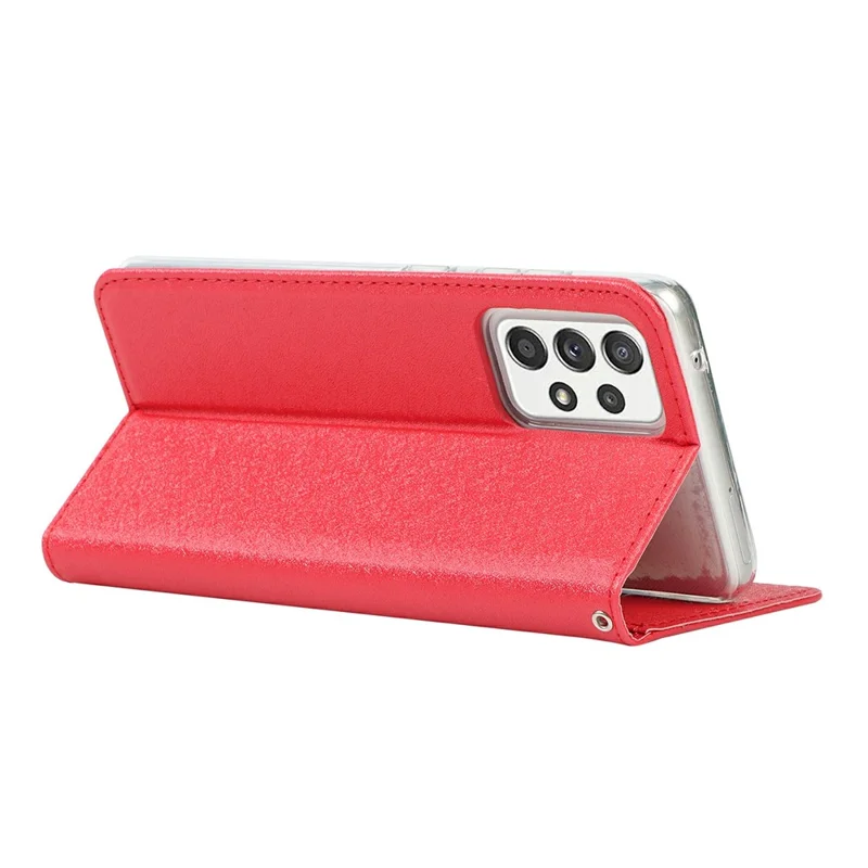 Full Protection Silk Texture Leather Wallet Phone Case for Samsung Galaxy A52 5G / A52s 5G / A52 4G - Red