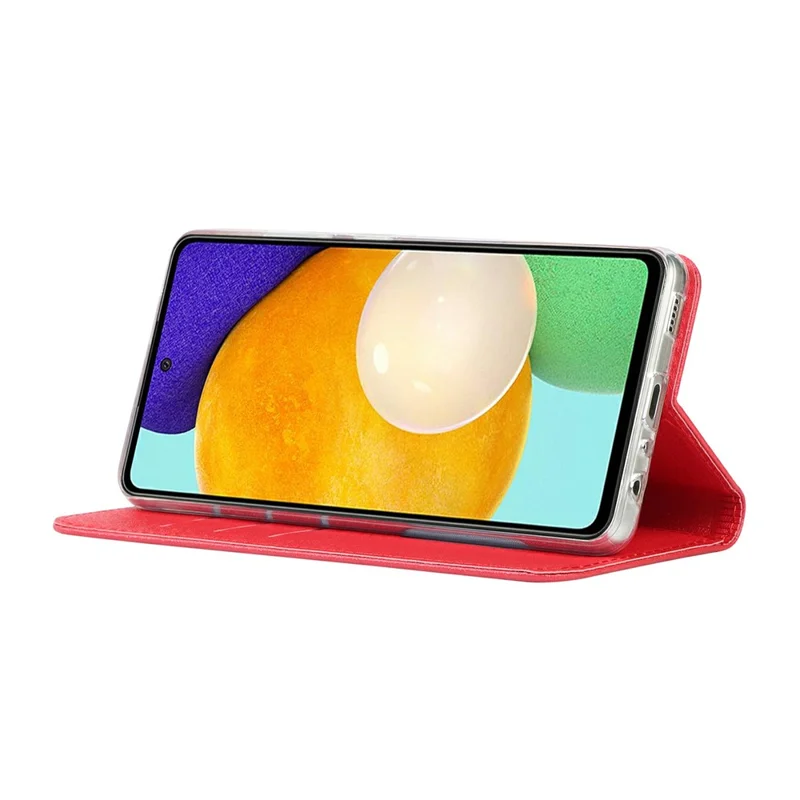 Full Protection Silk Texture Leather Wallet Phone Case for Samsung Galaxy A52 5G / A52s 5G / A52 4G - Red