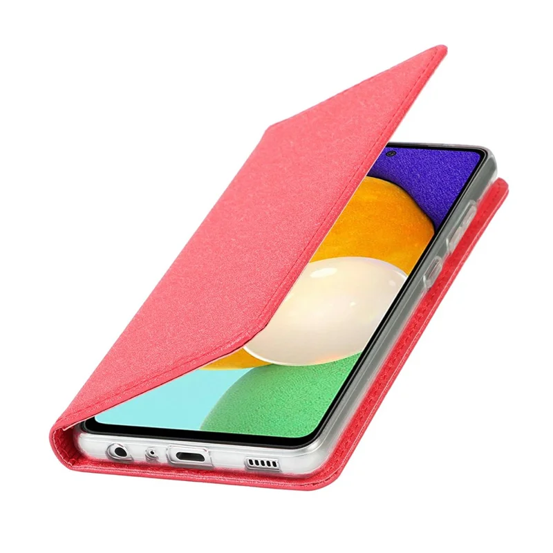 Full Protection Silk Texture Leather Wallet Phone Case for Samsung Galaxy A52 5G / A52s 5G / A52 4G - Red