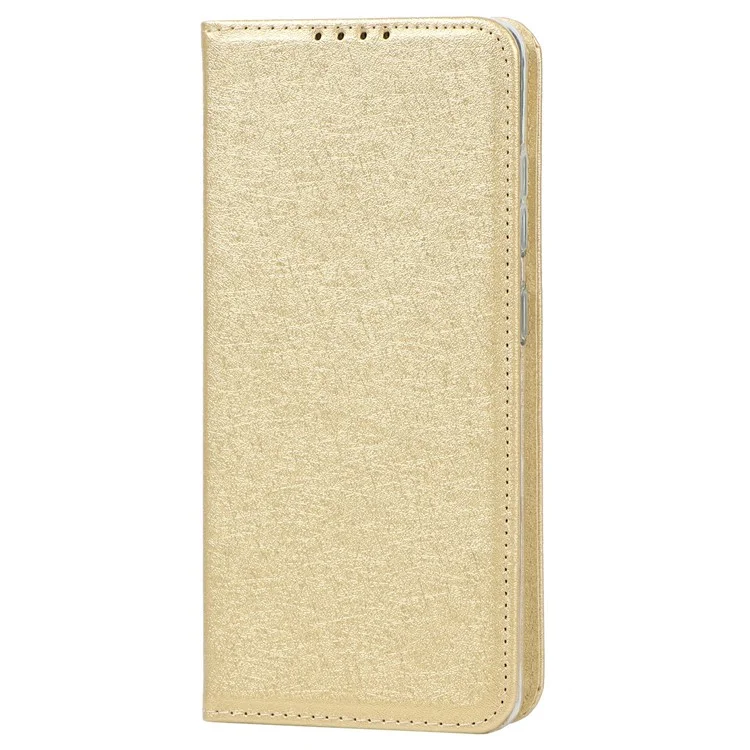 Étui De Téléphone Portefeuille En Cuir De Texture De Soie De Soie Complète Pour Samsung Galaxy A52 5G / A52S 5G / A52 4G - Or