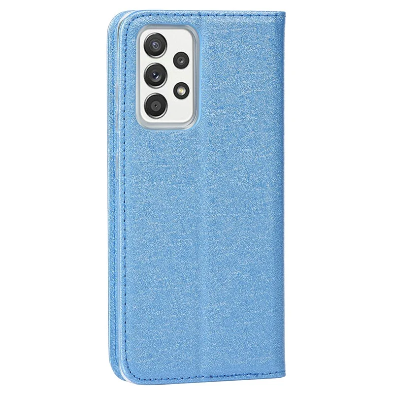 Full Protection Silk Texture Leather Wallet Phone Case for Samsung Galaxy A52 5G / A52s 5G / A52 4G - Blue