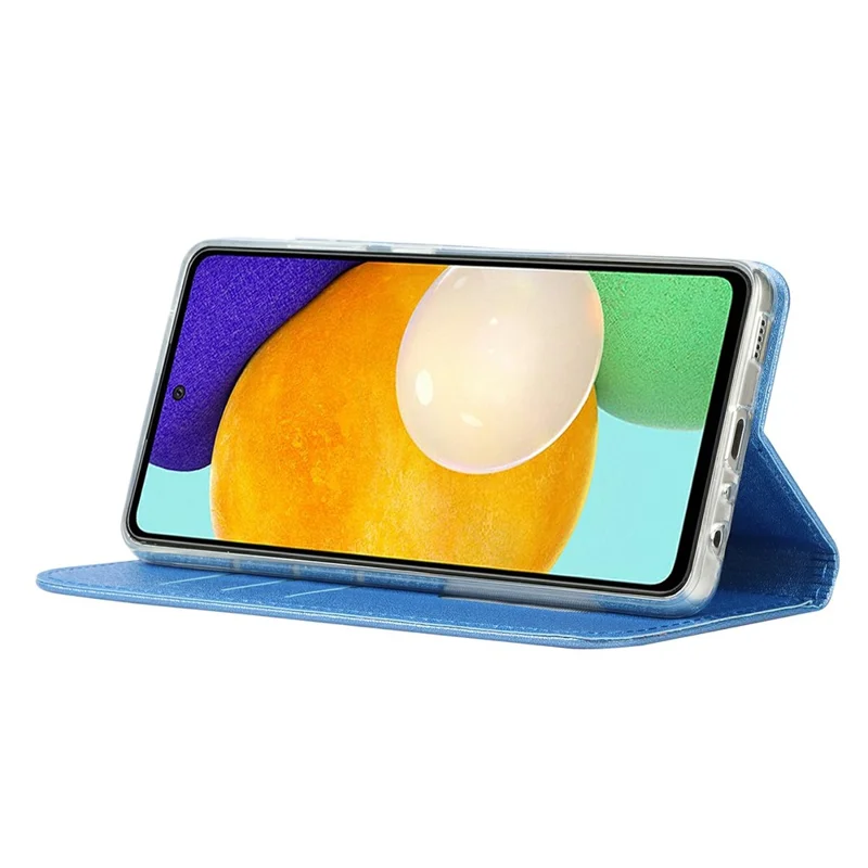Full Protection Silk Texture Leather Wallet Phone Case for Samsung Galaxy A52 5G / A52s 5G / A52 4G - Blue