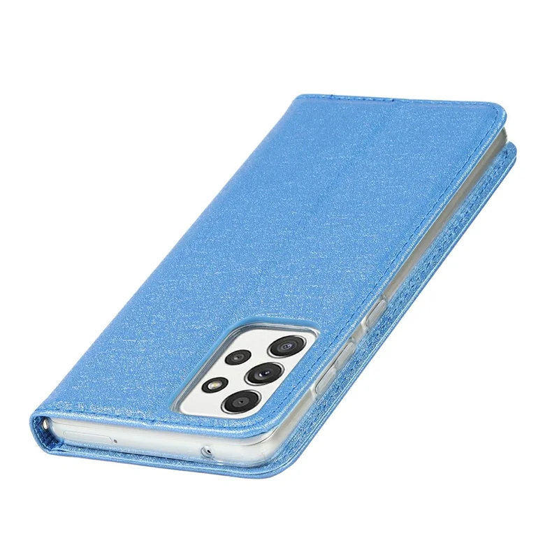 Full Protection Silk Texture Leather Wallet Phone Case for Samsung Galaxy A52 5G / A52s 5G / A52 4G - Blue