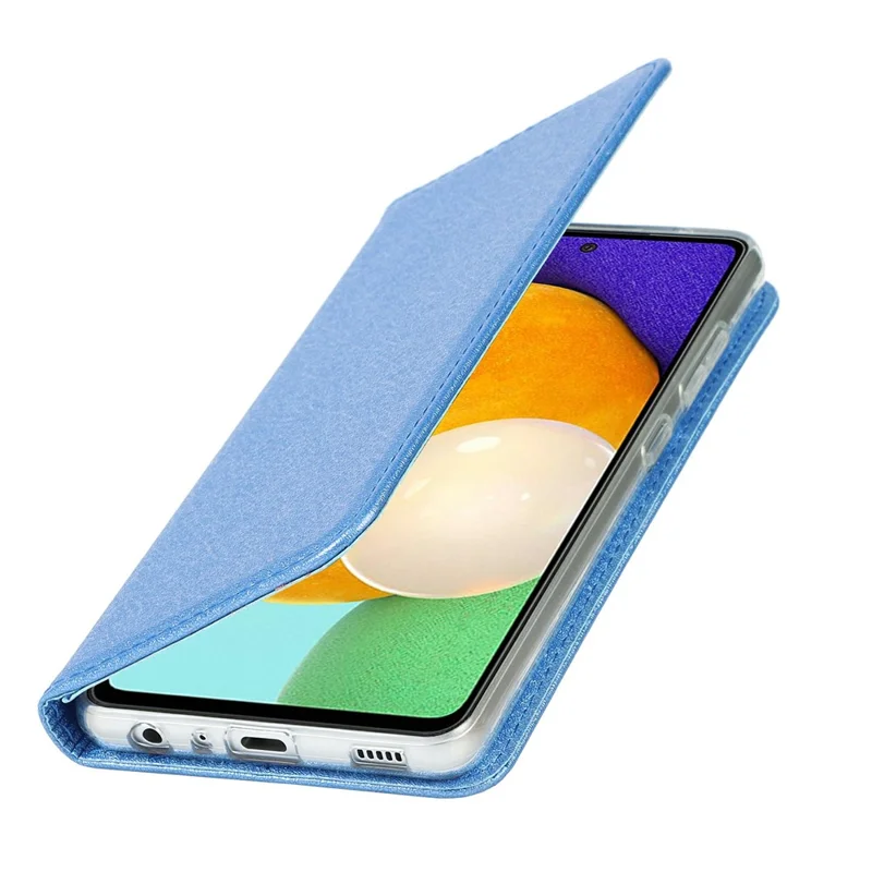 Full Protection Silk Texture Leather Wallet Phone Case for Samsung Galaxy A52 5G / A52s 5G / A52 4G - Blue
