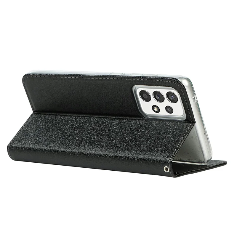 Full Protection Silk Texture Leather Wallet Phone Case for Samsung Galaxy A52 5G / A52s 5G / A52 4G - Black