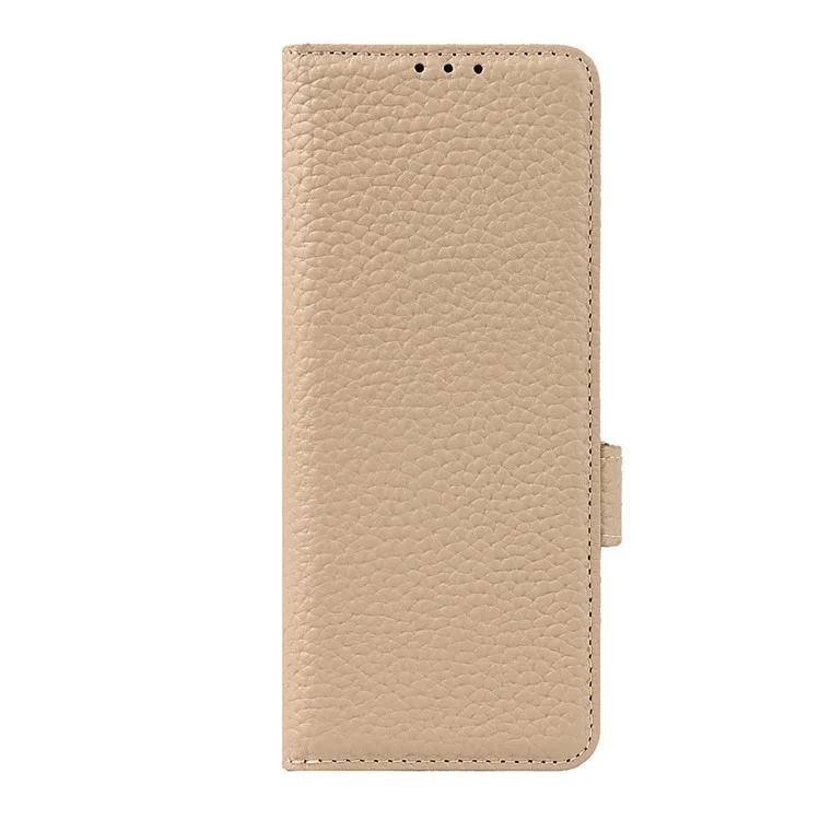 Para Samsung Galaxy Z Fold3 5G Litchi Textura de Cuero Genuino Dual Magnet Magnetal Billet de Billetera Cubierta de la Caja Del Teléfono Con Ranura Para Lápiz - Gris Claro