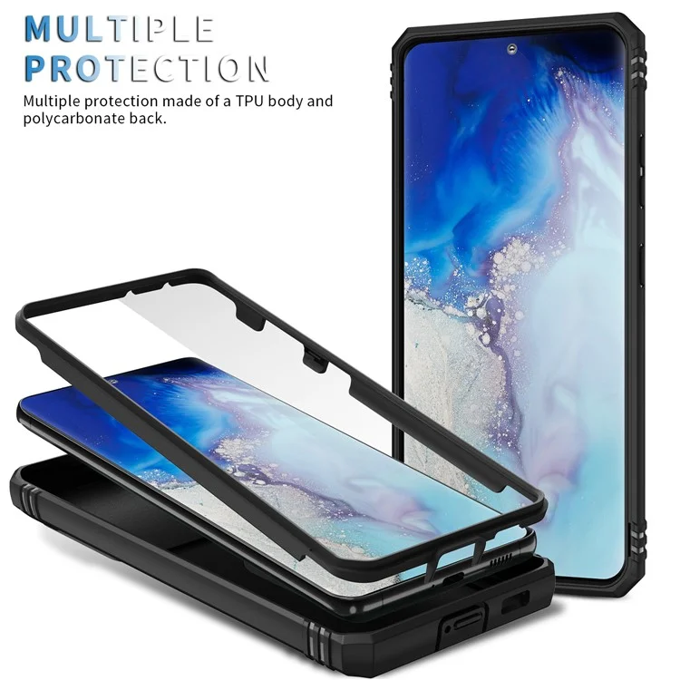 Conception de curseur de caméra Bouclier de protection en PC dur antichute et amortissant en TPU doux Coque de téléphone avec support métallique pour Samsung Galaxy S21 Ultra 5G - Noir