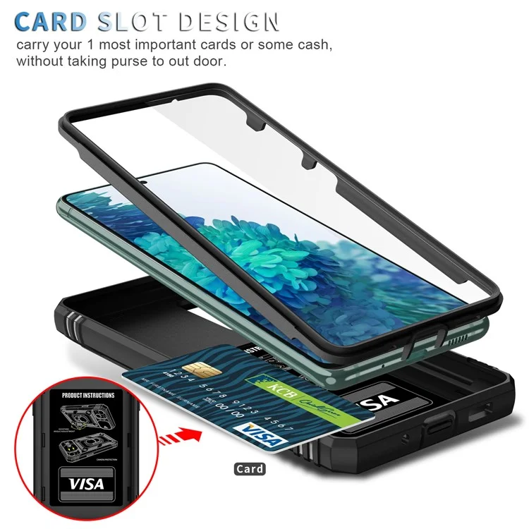 Kamera-schieberegler-design 3-in-1 TPU + PC + Metall Telefonabdeckung Hülle Für Samsung Galaxy S20 fe 2022/S20 fe 4G/S20 fe 5G/S20 Lite - Schwarz