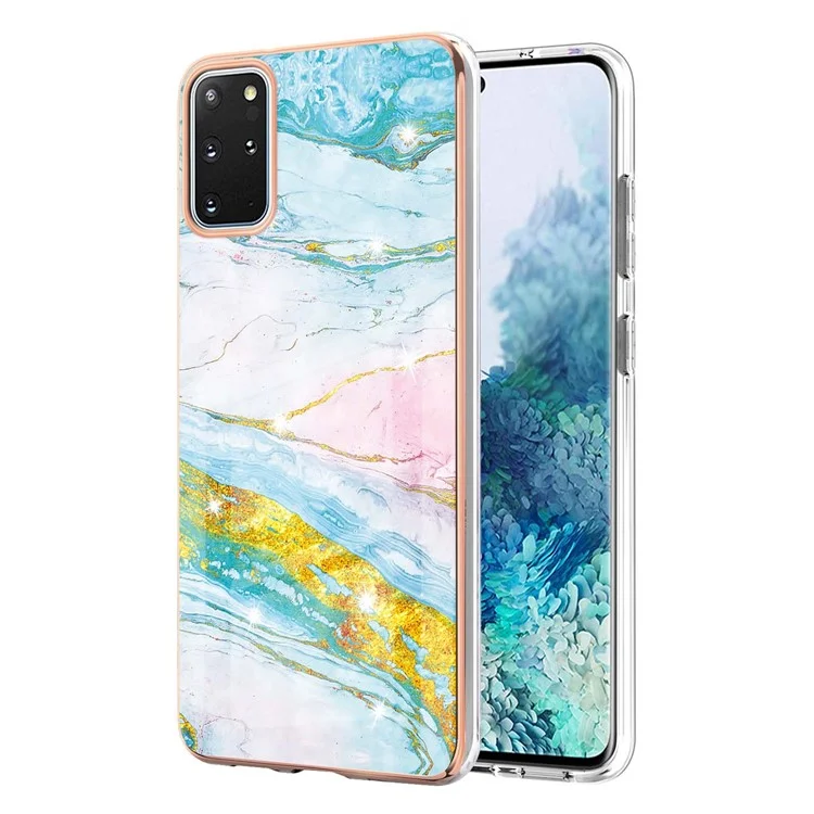 IMD IML Electroplating Marble Pattern Scratch-resistant Back Case Protective Cover for Samsung Galaxy S20 Plus 4G/5G - Green 004