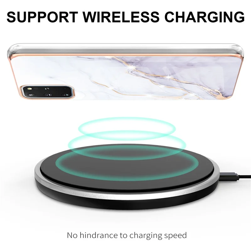 Coque TPU avec motif marbré IMD et dos électrodéposé pour Samsung Galaxy S20 Plus 4G / 5G - Blanc 006