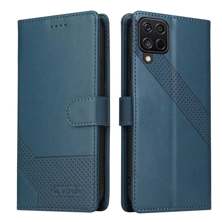 Gq. Billetera de Cubierta de Teléfono de la Serie Utrobe 009 Con Diseño de Soporte Multifunción Para Samsung Galaxy A12 - Azul