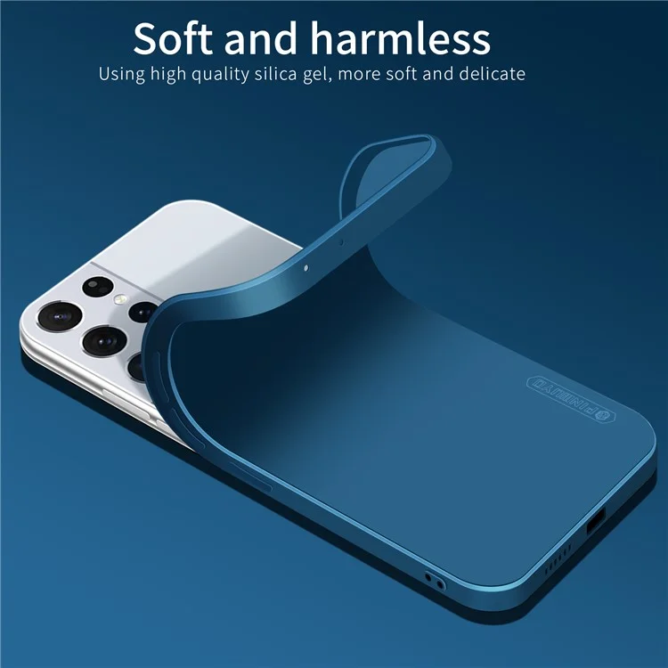 PINWUYO Phone Case for Samsung Galaxy S21 Ultra 5G, Silicone Precise Cutouts Protective Cover - Blue