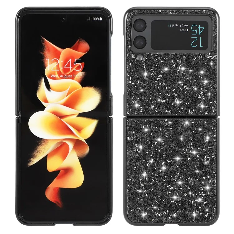 Glitzernde Elektroplattierte Harte PC-Telefonhülle Schutzhülle für Samsung Galaxy Z Flip3 5G - Schwarz