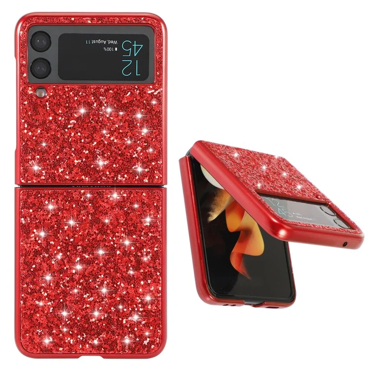 Glitzernde Elektroplattierte Harte PC-Telefonhülle Schutzhülle für Samsung Galaxy Z Flip3 5G - Schwarz