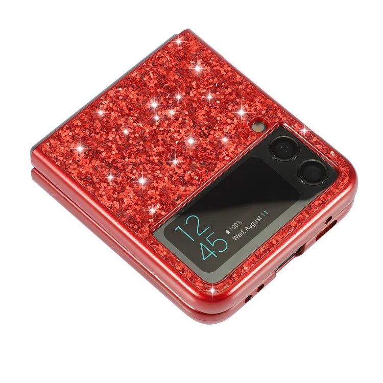 Glitzernde Elektroplattierte Harte PC-Telefonhülle Schutzhülle für Samsung Galaxy Z Flip3 5G - Schwarz