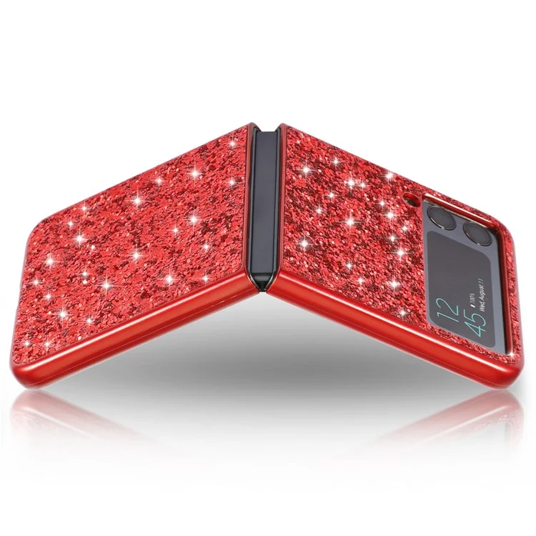 Glitzernde Elektroplattierte Harte PC-Telefonhülle Schutzhülle für Samsung Galaxy Z Flip3 5G - Schwarz