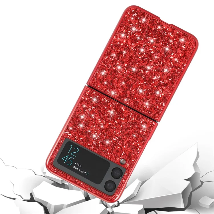 Glitzernde Elektroplattierte Harte PC-Telefonhülle Schutzhülle für Samsung Galaxy Z Flip3 5G - Schwarz