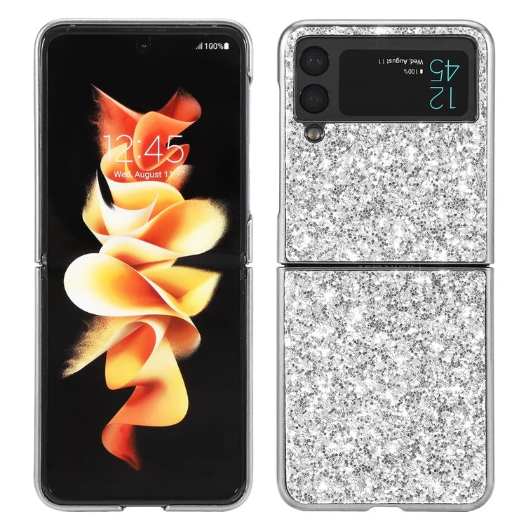 Capa Rígida de PC Prateada com Eletrodepositação Brilhante para Samsung Galaxy Z Flip3 5G