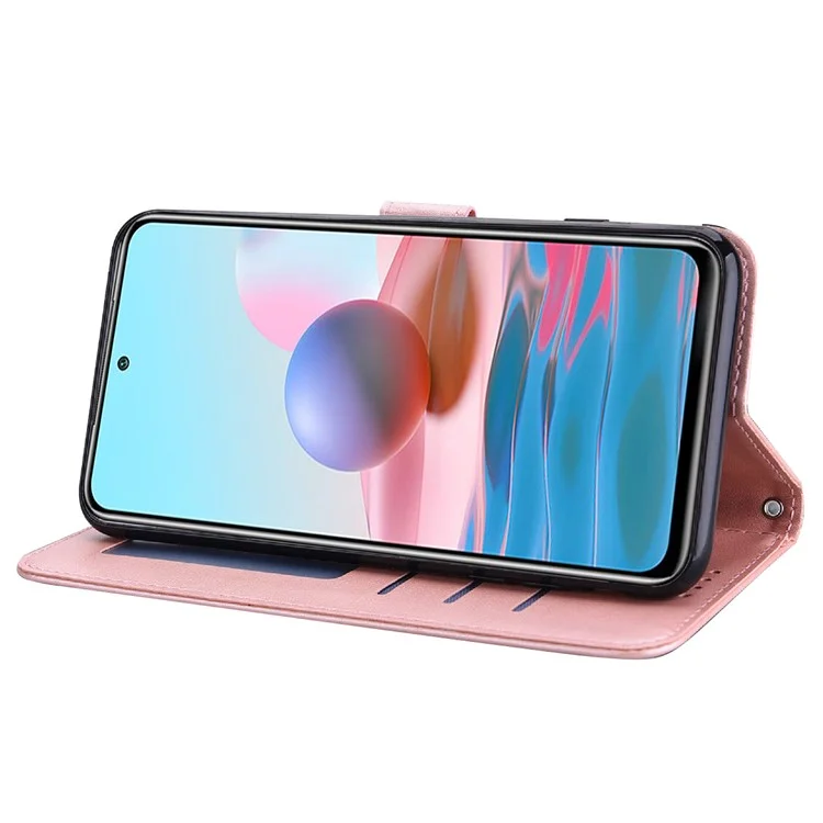 Imprinted Tree Deer Leather Wallet Stand Case Phone Cover Shell for Samsung Galaxy A32 5G / M32 5G - Rose Gold