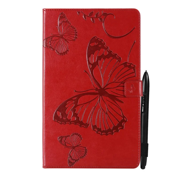 Серия планшетов KT Tablet-3 Imprinted Butterfly Auto Wake/Sleep Кожаный чехол-кошелек со стойкой для планшета для Samsung Galaxy Tab A7 Lite 8,7 дюйма/T225/T220 - Красный