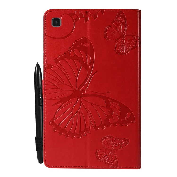 Серия планшетов KT Tablet-3 Imprinted Butterfly Auto Wake/Sleep Кожаный чехол-кошелек со стойкой для планшета для Samsung Galaxy Tab A7 Lite 8,7 дюйма/T225/T220 - Красный