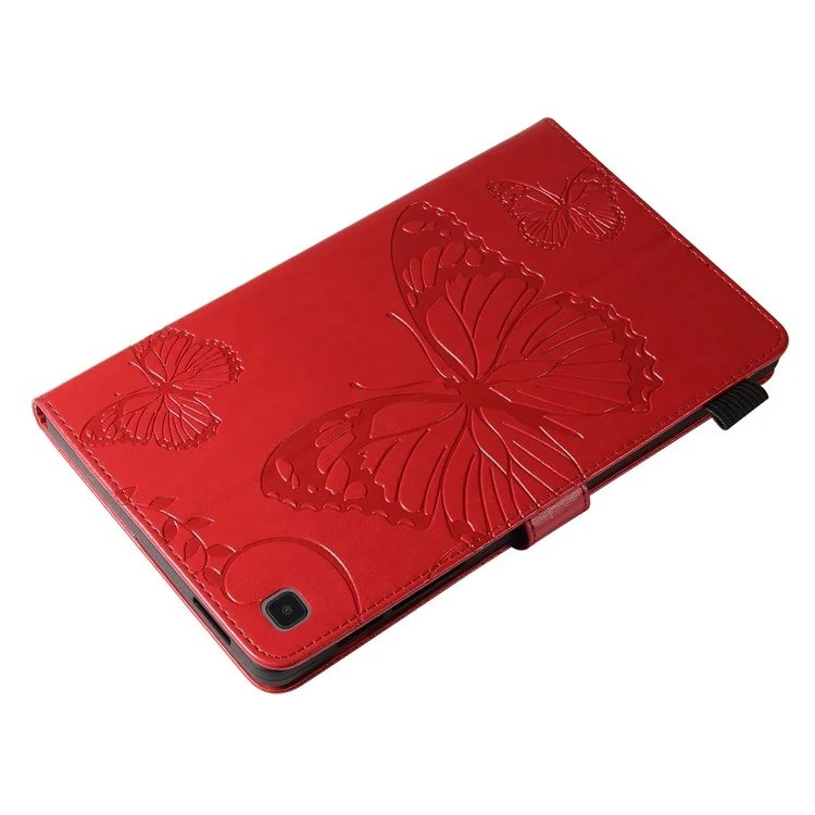 Серия планшетов KT Tablet-3 Imprinted Butterfly Auto Wake/Sleep Кожаный чехол-кошелек со стойкой для планшета для Samsung Galaxy Tab A7 Lite 8,7 дюйма/T225/T220 - Красный