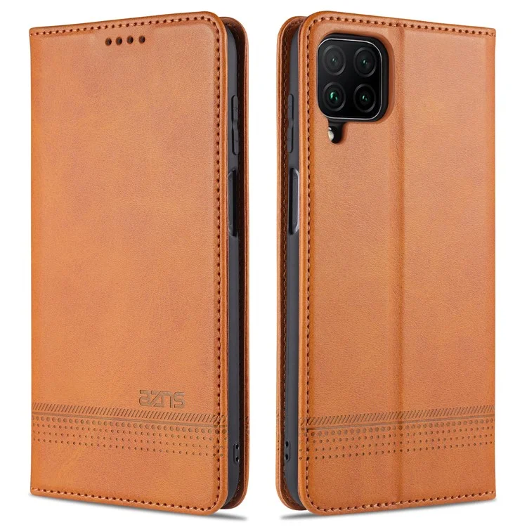 AZNS Wallet Design PU Leder Stoßfeste Handyhülle für Samsung Galaxy M32 (Globale Version) - Braun