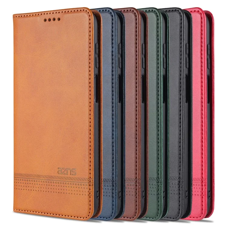AZNS Wallet Design PU Leder Stoßfeste Handyhülle für Samsung Galaxy M32 (Globale Version) - Braun