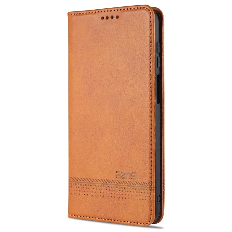 AZNS Wallet Design PU Leder Stoßfeste Handyhülle für Samsung Galaxy M32 (Globale Version) - Braun