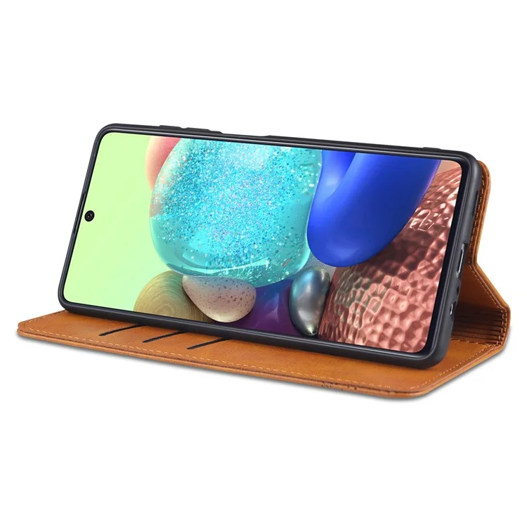AZNS Wallet Design PU Leder Stoßfeste Handyhülle für Samsung Galaxy M32 (Globale Version) - Braun