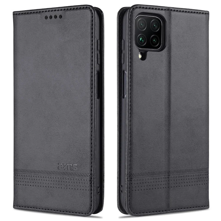 AZNS Cartera de diseño de cuero sintético a prueba de golpes Funda para teléfono para Samsung Galaxy M32 (versión global) - Negro