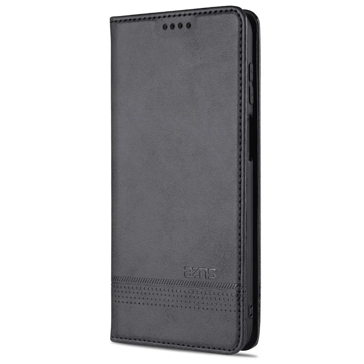 AZNS Cartera de diseño de cuero sintético a prueba de golpes Funda para teléfono para Samsung Galaxy M32 (versión global) - Negro