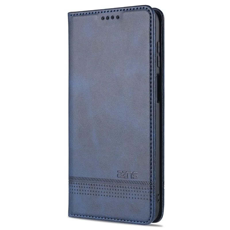 AZNS Wallet Design PU Leather Shockproof  Phone Cover Case for Samsung Galaxy M32 (Global Version) - Blue