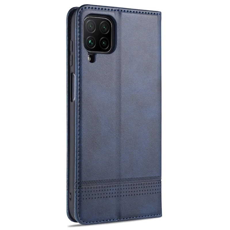 AZNS Wallet Design PU Leather Shockproof  Phone Cover Case for Samsung Galaxy M32 (Global Version) - Blue