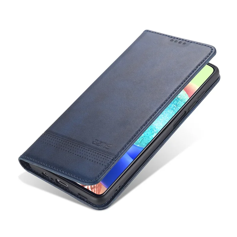 AZNS Wallet Design PU Leather Shockproof  Phone Cover Case for Samsung Galaxy M32 (Global Version) - Blue