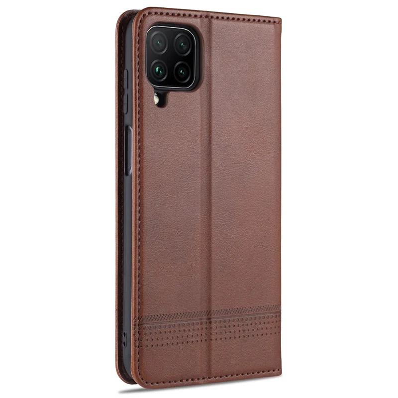 AZNS Wallet Design PU Leather Shockproof  Phone Cover Case for Samsung Galaxy M32 (Global Version) - Coffee