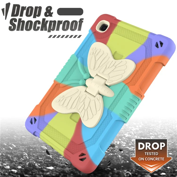 Forma De Mariposa Forma Kickstand Design Color Contraste Cubierta De Tableta Con Correa Para El Hombro Para Samsung Galaxy Tab A7 Lite 8.7-pulgada - Colorido / Rojo