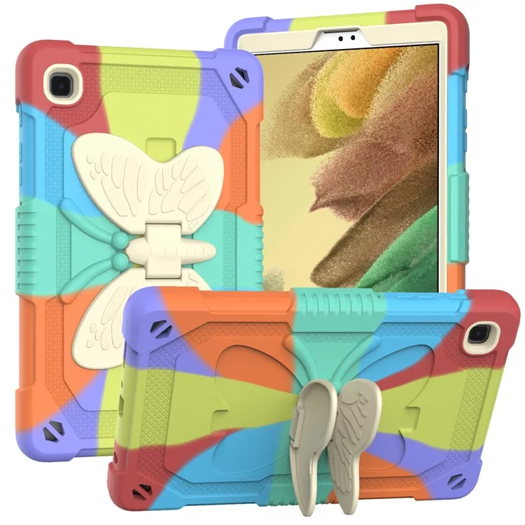 Forma De Mariposa Forma Kickstand Design Color Contraste Cubierta De Tableta Con Correa Para El Hombro Para Samsung Galaxy Tab A7 Lite 8.7-pulgada - Colorido / Rojo