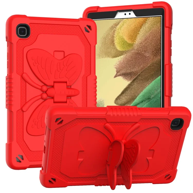 Forma Farfalla Kickstand Solido Color PC + Tavoletta di Silicone Sushe Protettivo Con Spalla Per Spalla Per Samsung Galaxy Tab A7 Lite 8,7 Pollici - Rosso