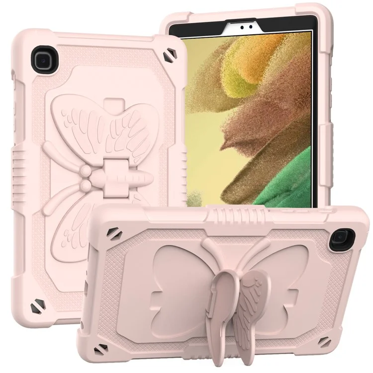 Forma Farfalla Kickstand Solido Color PC + Tavoletta di Silicone Sushe Protettivo Con Spalla Per Spalla Per Samsung Galaxy Tab A7 Lite 8,7 Pollici - Rosa