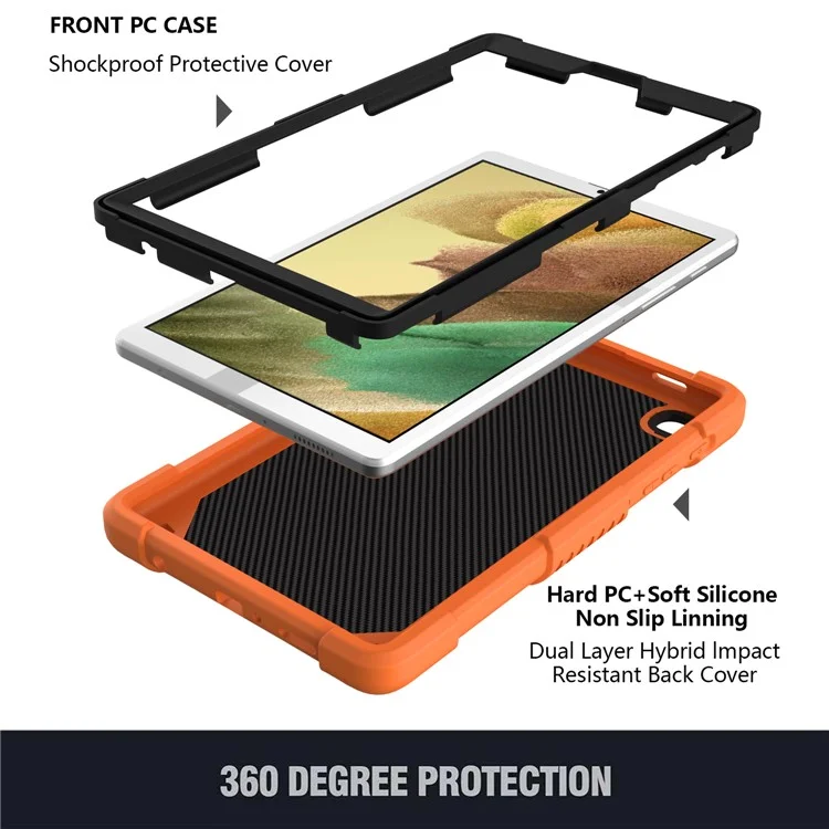 Schmetterlingsform Kickstand Festkörperpc + Silikon Tablette Hülle Schutzhülle Mit Schultergurt Für Samsung Galaxy Tab A7 Lite 8,7 Zoll - Orange