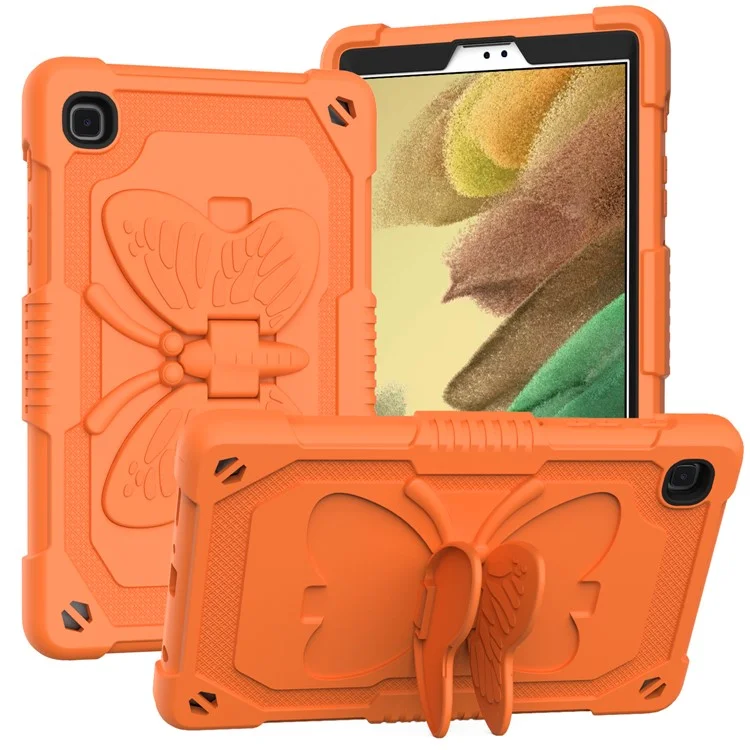 Schmetterlingsform Kickstand Festkörperpc + Silikon Tablette Hülle Schutzhülle Mit Schultergurt Für Samsung Galaxy Tab A7 Lite 8,7 Zoll - Orange