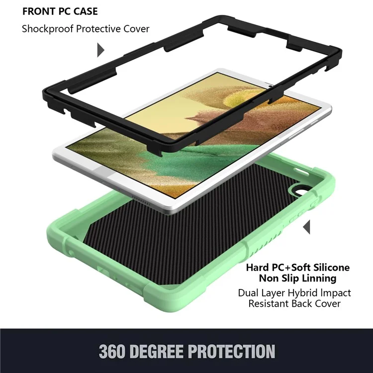 Forma Farfalla Kickstand Solido Color PC + Tavoletta di Silicone Sushe Protettivo Con Spalla Per Spalla Per Samsung Galaxy Tab A7 Lite 8,7 Pollici - Verde
